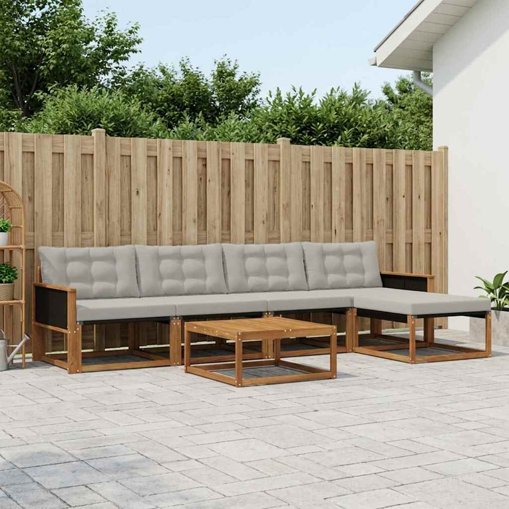 Set vanjskih sofa s jastukom 6 pcs Prirodna i svjetlosiva