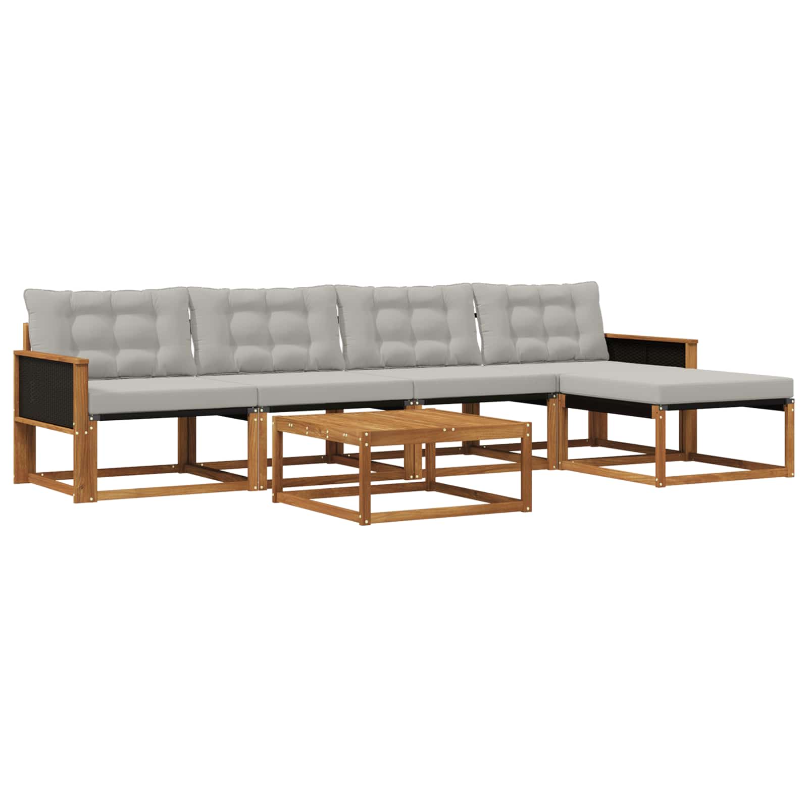 Set vanjskih sofa s jastukom 6 pcs Prirodna i svjetlosiva