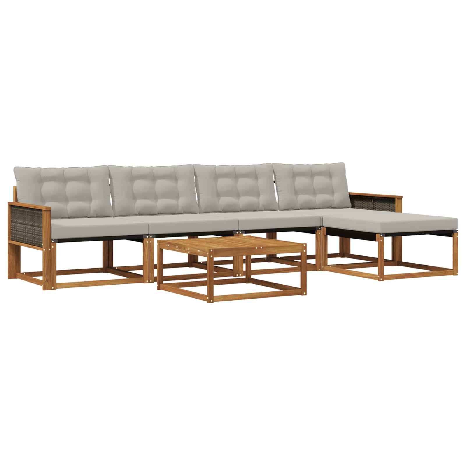 Set vanjskih sofa s jastukom 6 pcs Prirodna i svjetlosiva