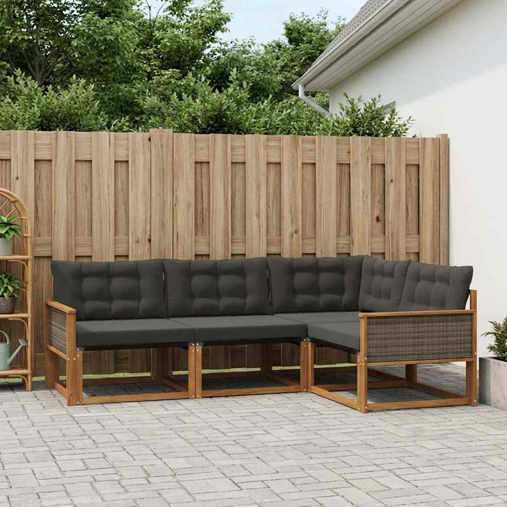 Set vanjskih sofa s jastukom 4 pcs Prirodna i crna