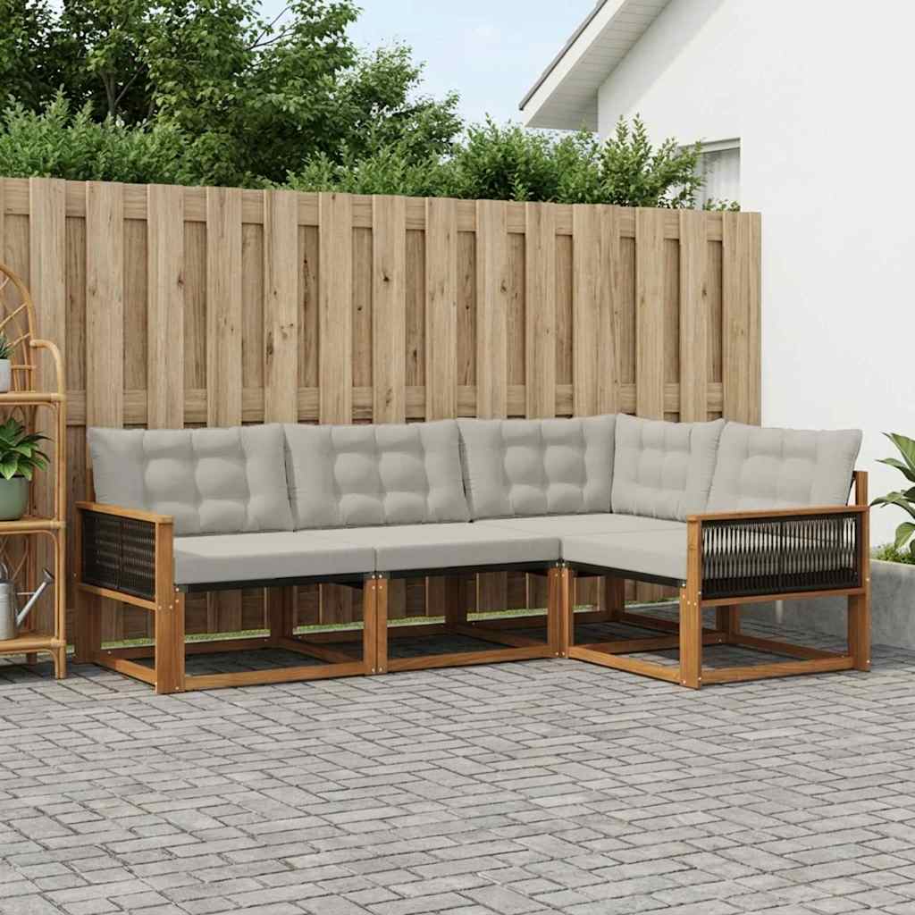 Set vanjskih sofa s jastukom 4 pcs Prirodna i svjetlosiva