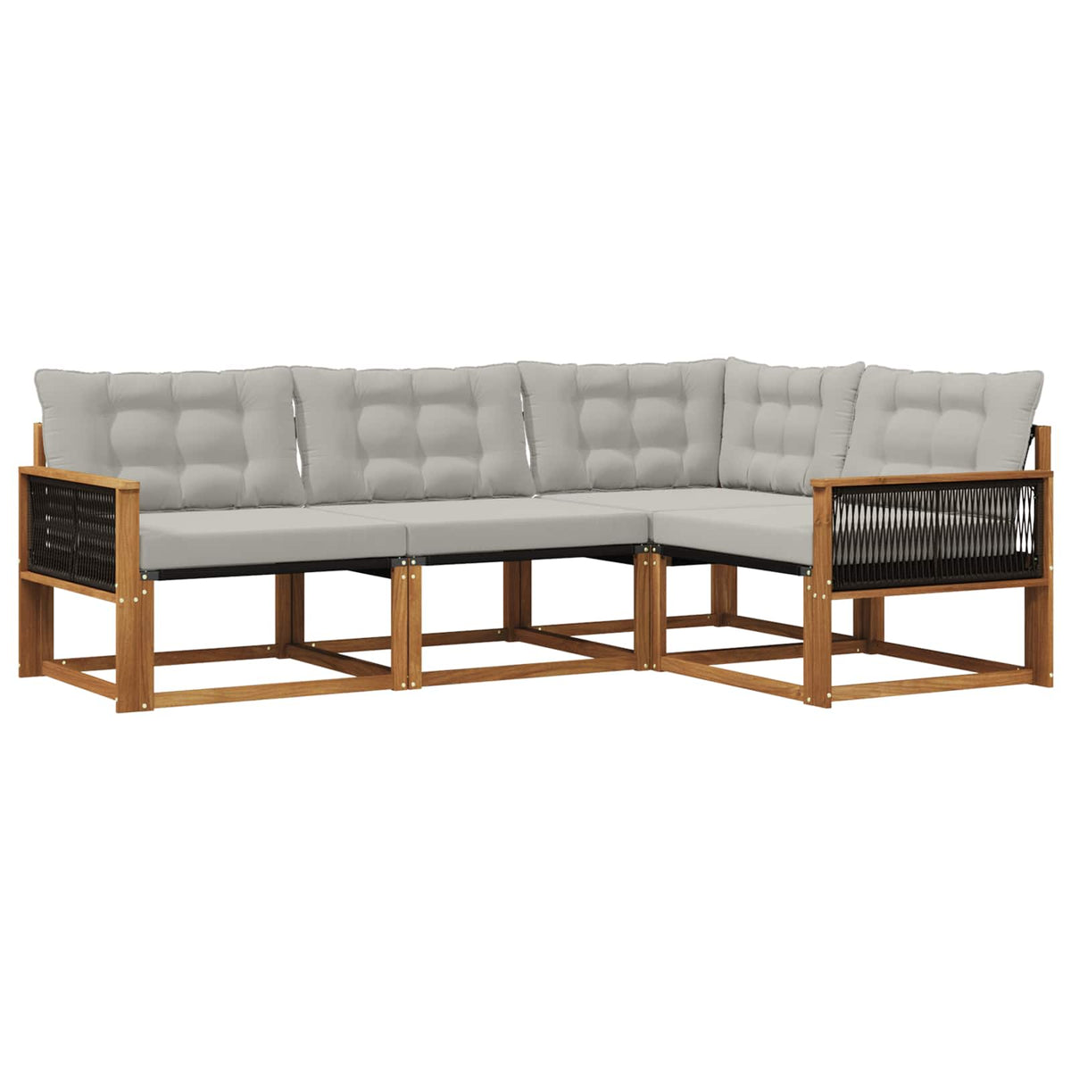 Set vanjskih sofa s jastukom 4 pcs Prirodna i svjetlosiva