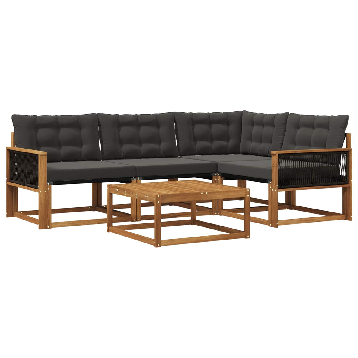Set vanjskih sofa 5 kom. Prirodna i crna