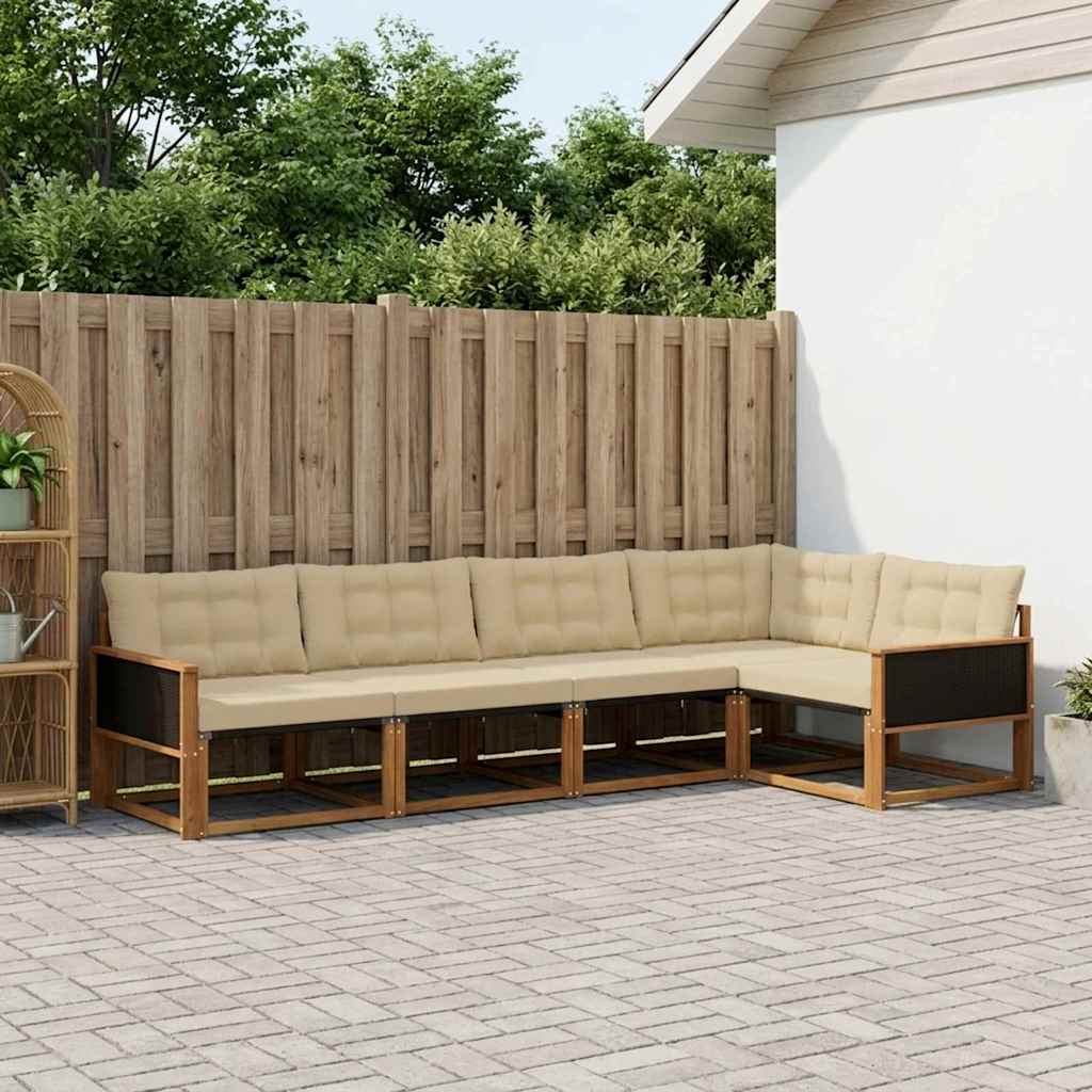 Set vanjskih sofa 5 kom. Prirodna i bež