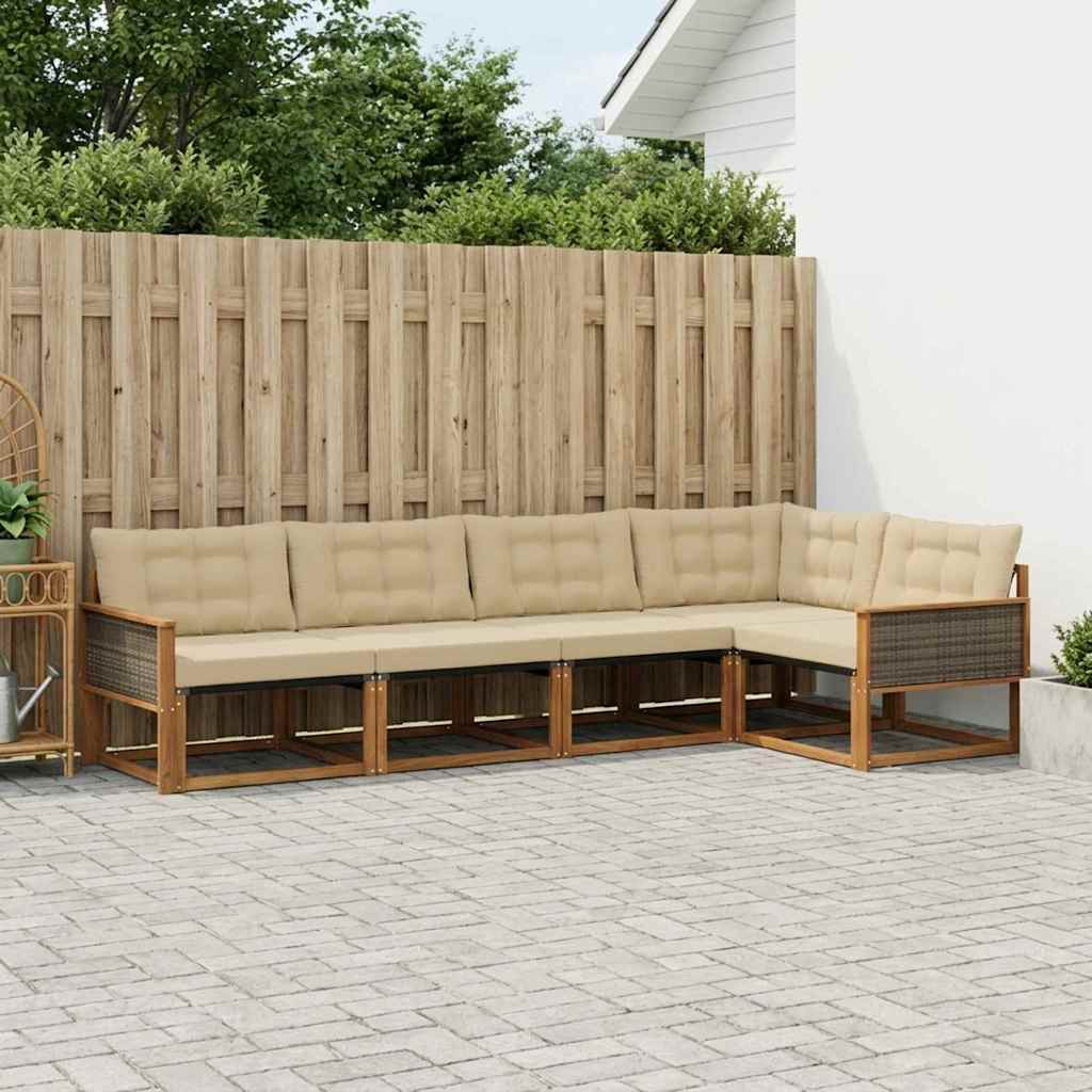 Set vanjskih sofa 5 kom. Prirodna i bež