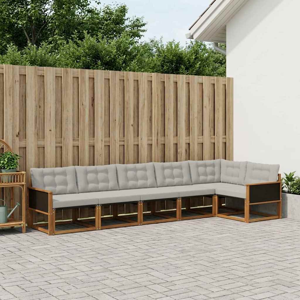 Set vanjskih sofa s jastukom 6 pcs Prirodna i svjetlosiva