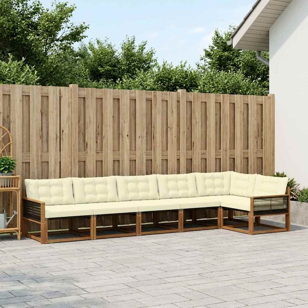 Set vanjskih sofa 6 kom. Prirodna i krem