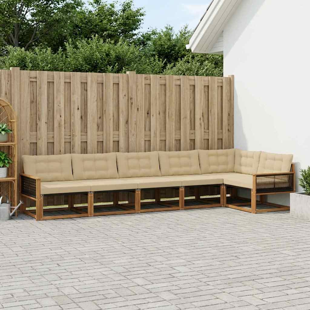 Set vanjskih sofa 6 kom. Prirodna i bež