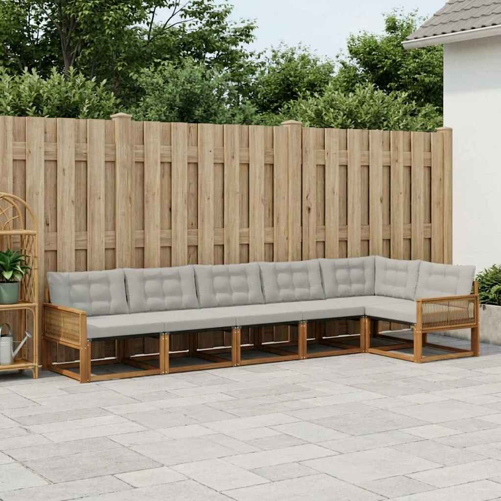 Set vanjskih sofa 6 kom. Prirodna i svjetlosiva