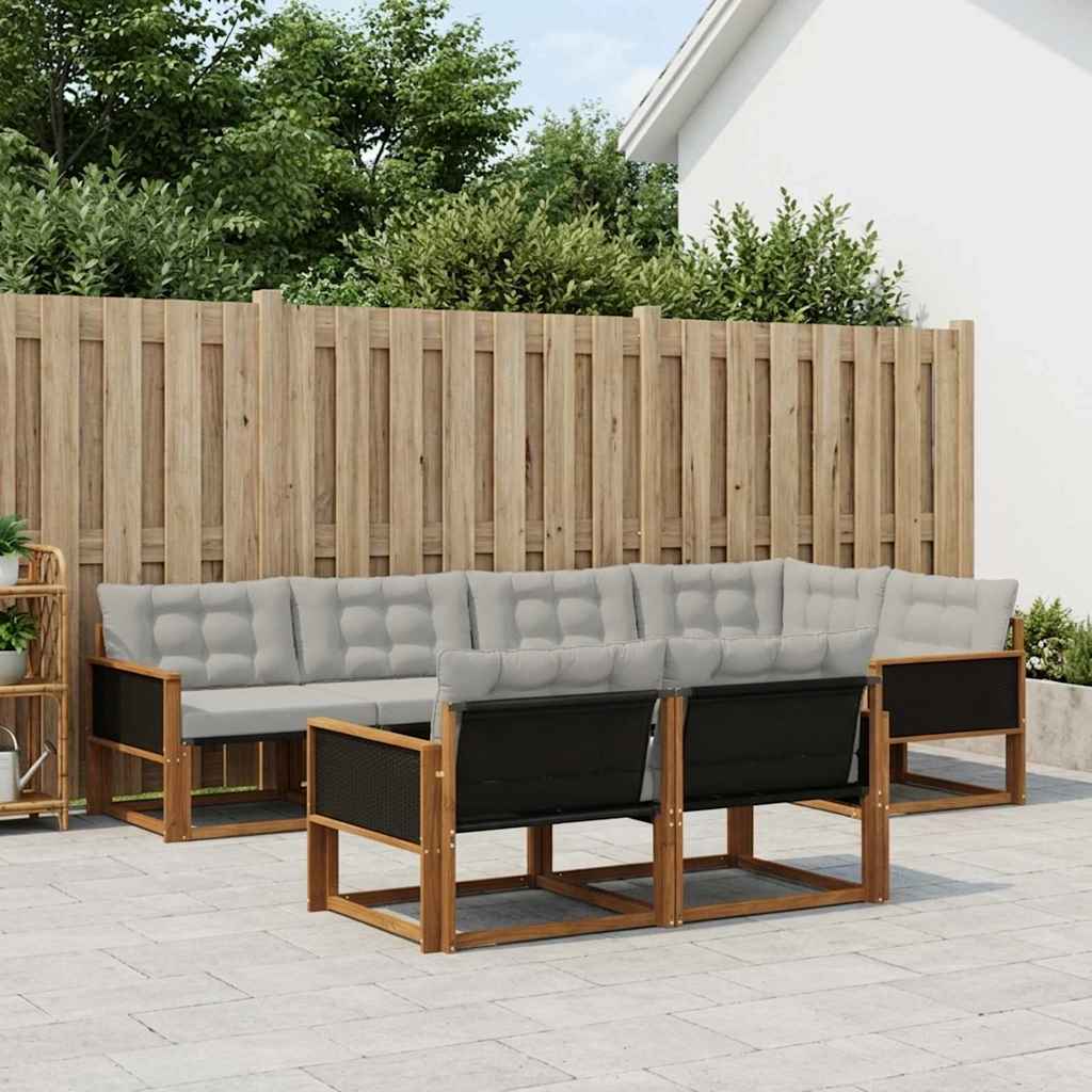 Set vanjskih sofa s jastukom 7 pcs Prirodna i svjetlosiva