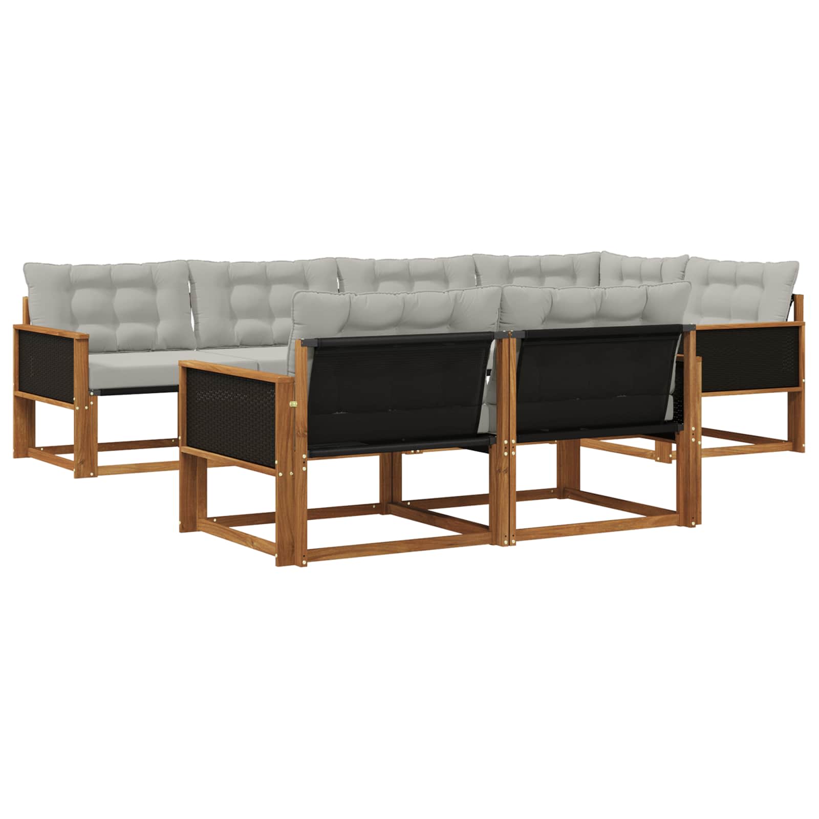 Set vanjskih sofa s jastukom 7 pcs Prirodna i svjetlosiva