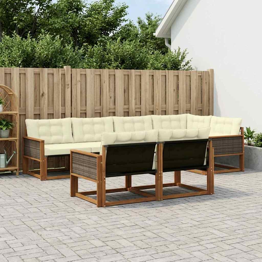 Set vanjskih sofa 7 kom. Prirodna i krem
