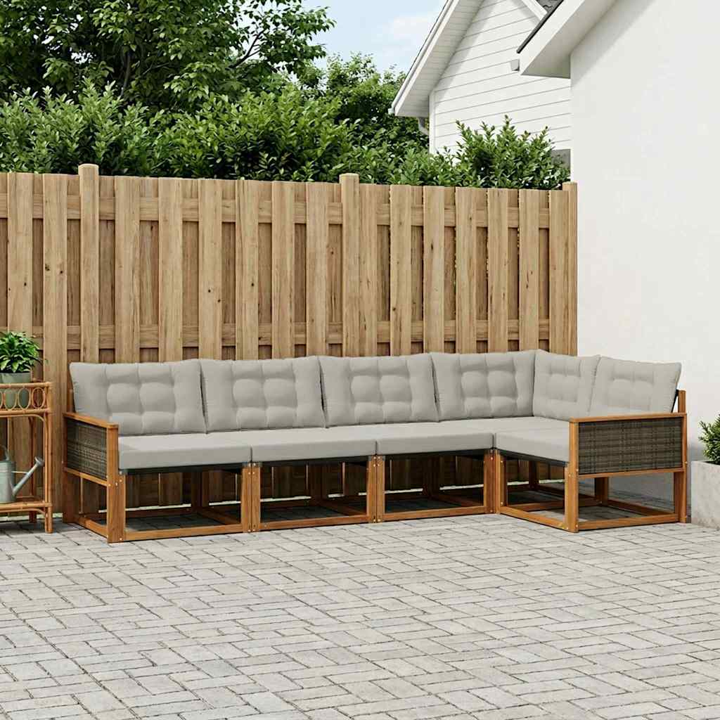 Set vanjskih sofa s jastukom 7 pcs Prirodna i svjetlosiva
