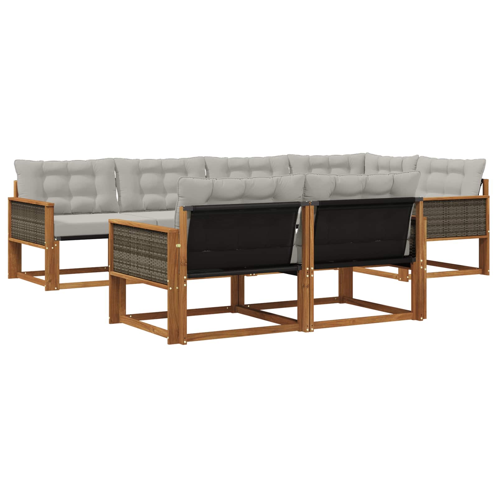 Set vanjskih sofa s jastukom 7 pcs Prirodna i svjetlosiva