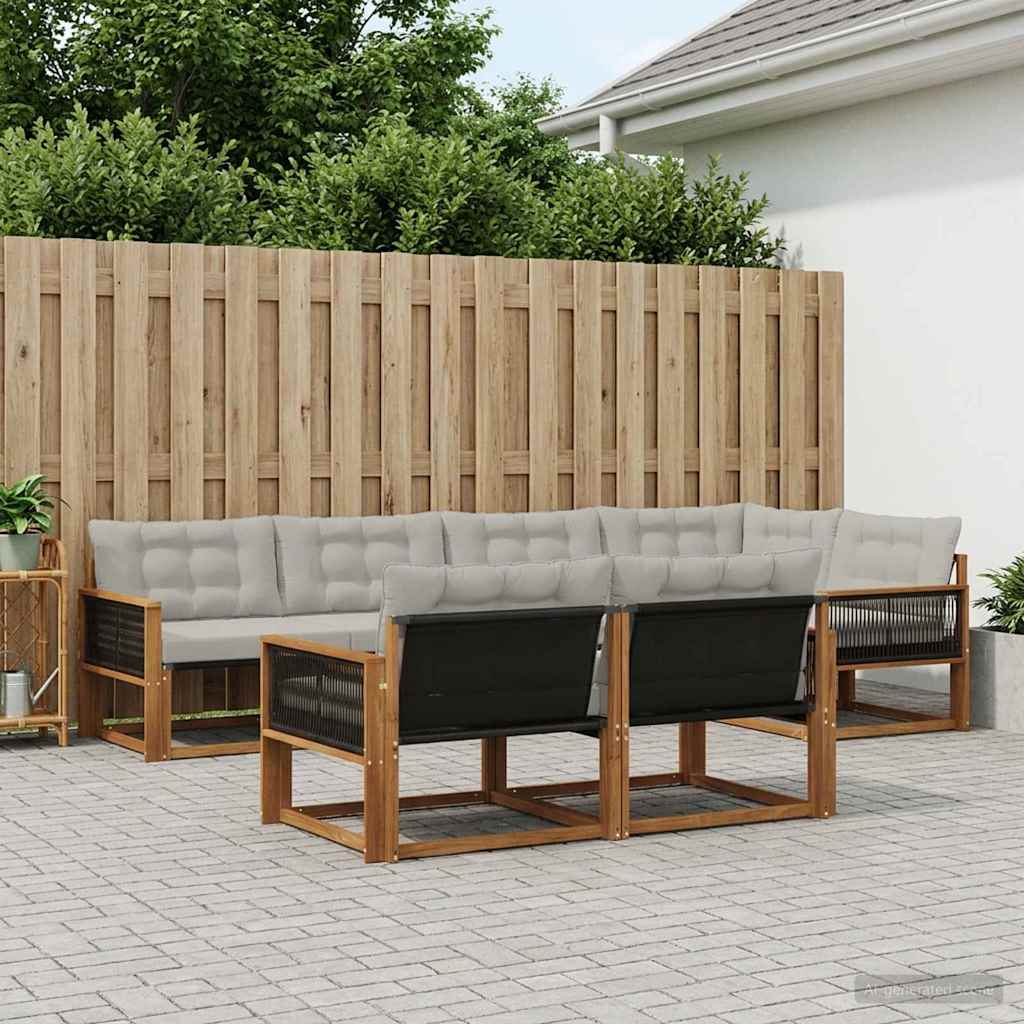 Set vanjskih sofa s jastukom 7 pcs Prirodna i svjetlosiva