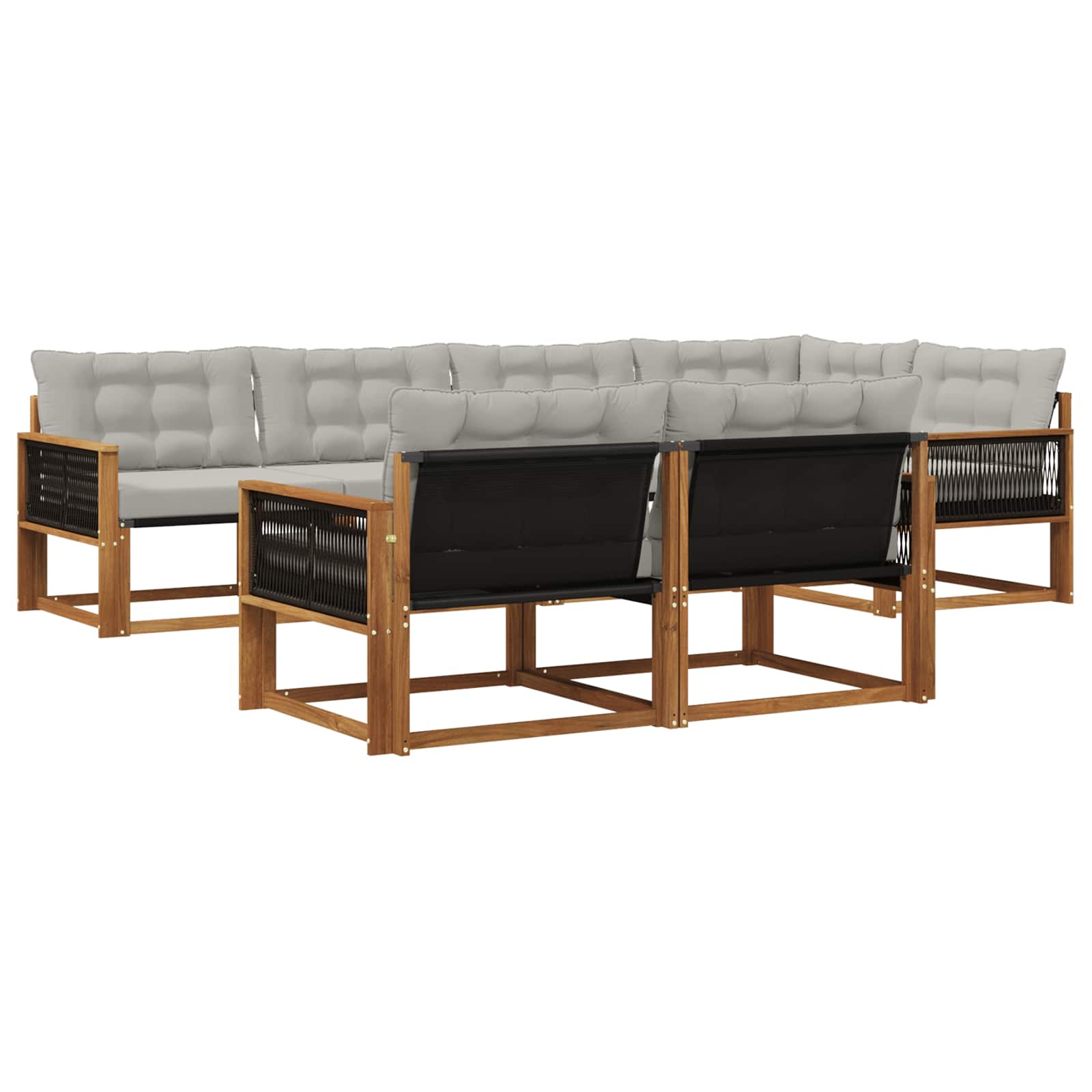 Set vanjskih sofa s jastukom 7 pcs Prirodna i svjetlosiva