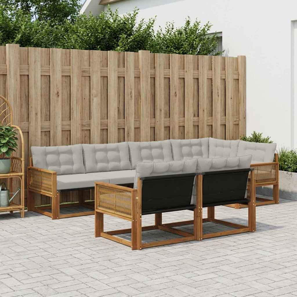 Set vanjskih sofa s jastukom 7 pcs Prirodna i svjetlosiva