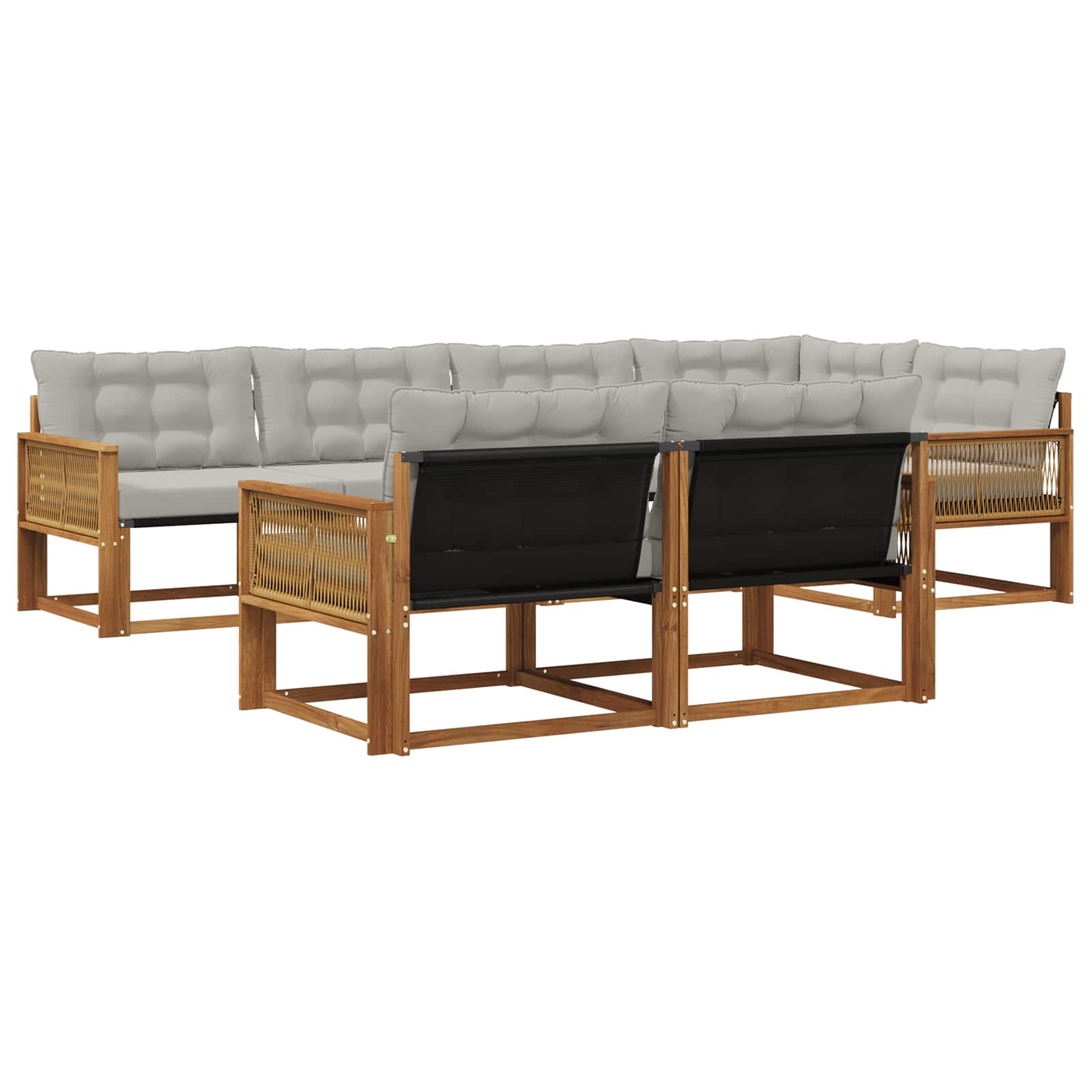 Set vanjskih sofa s jastukom 7 pcs Prirodna i svjetlosiva