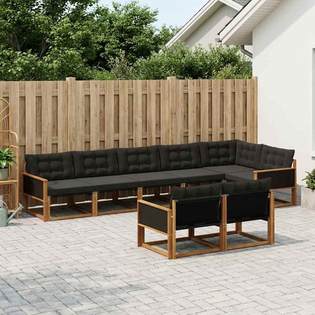 Set vanjskih sofa 8 kom. Prirodna i crna