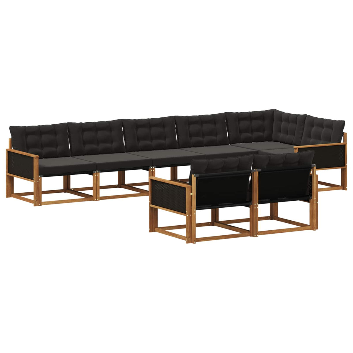 Set vanjskih sofa 8 kom. Prirodna i crna