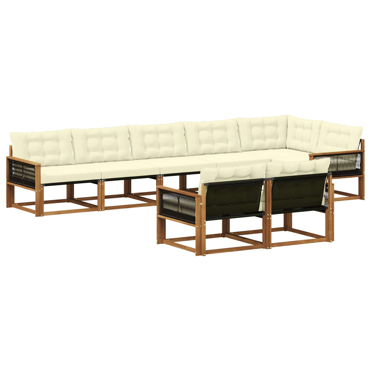 Set vanjskih sofa 8 kom. Prirodna i krem