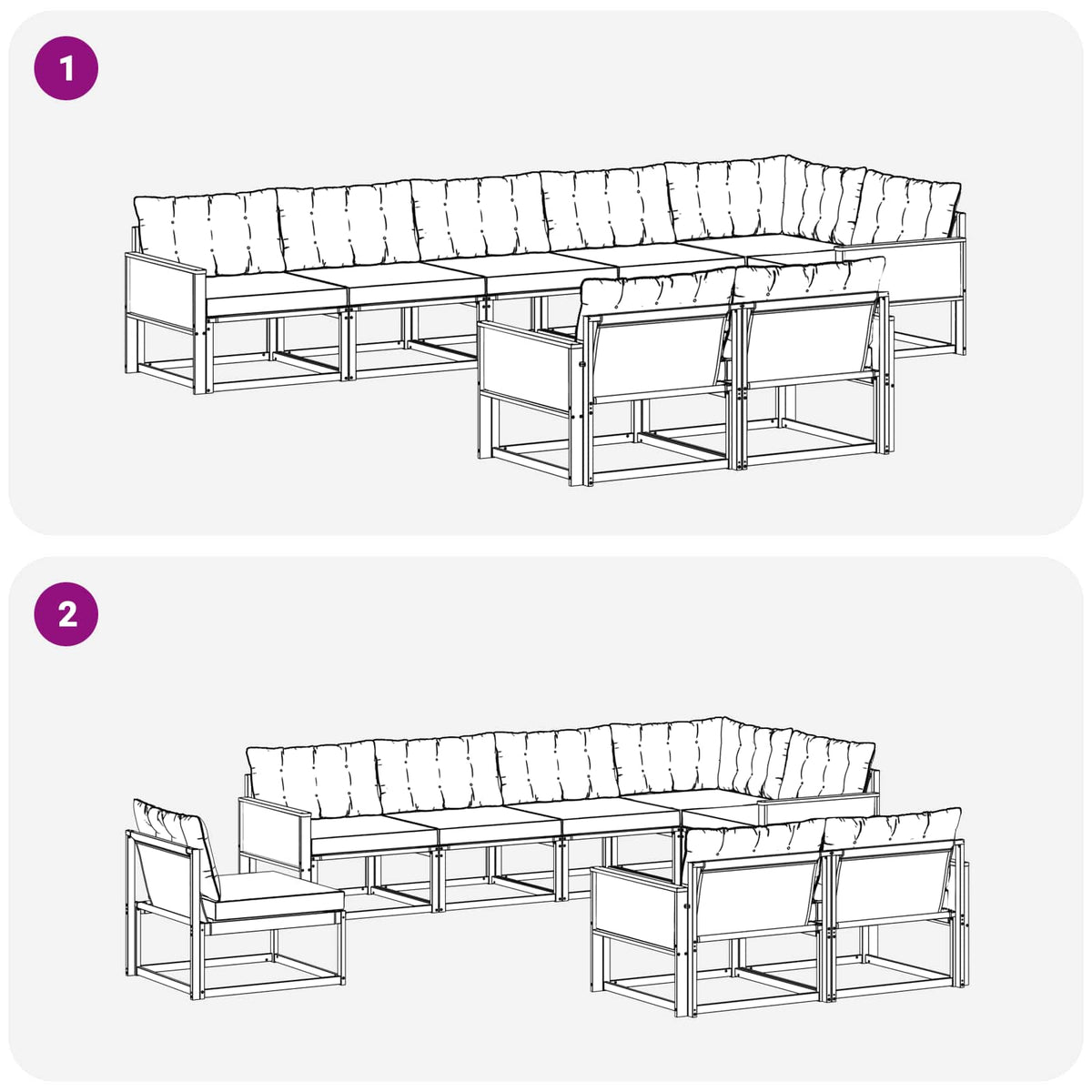Set vanjskih sofa 8 kom. Prirodna i svjetlosiva