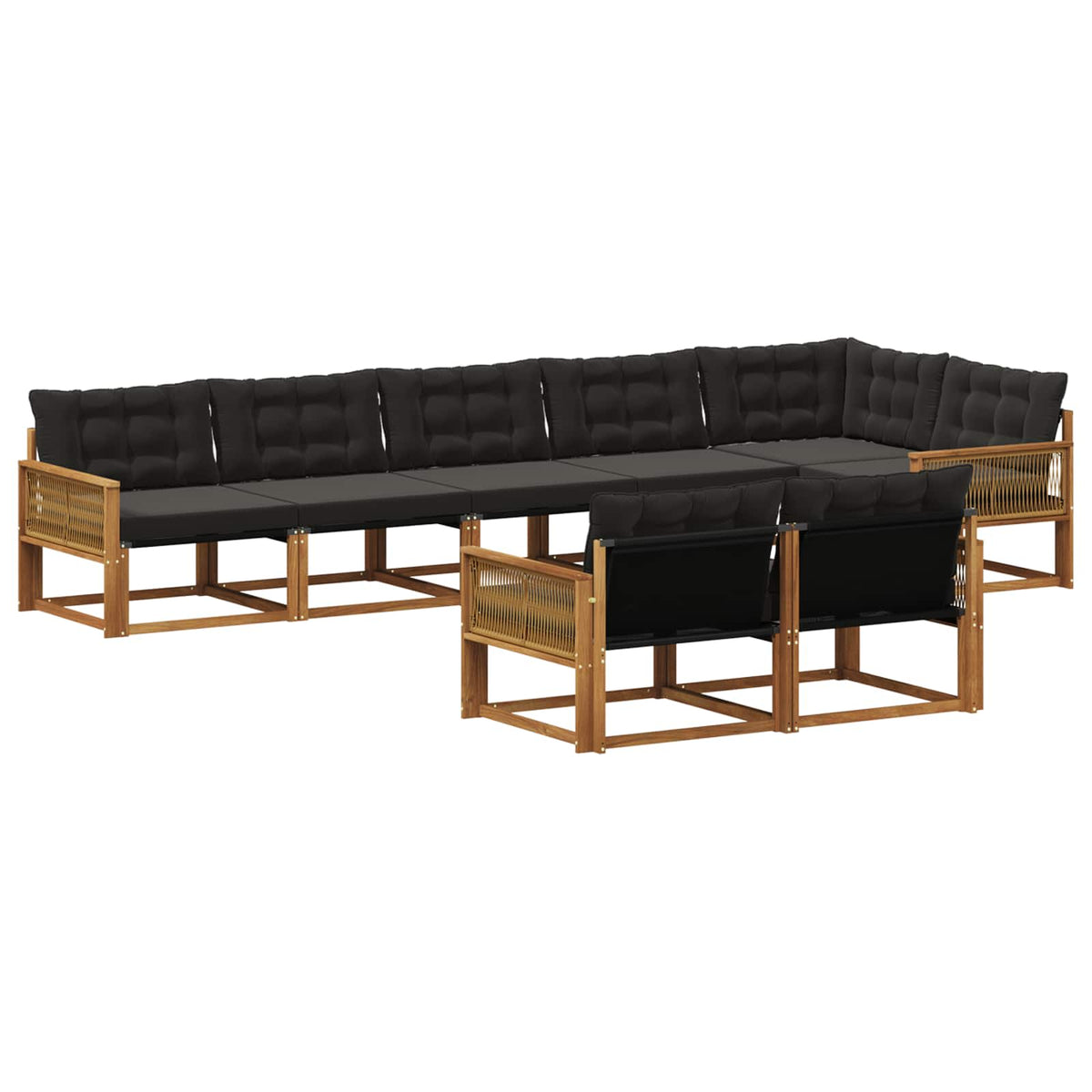 Set vanjskih sofa 8 kom. Prirodna i crna