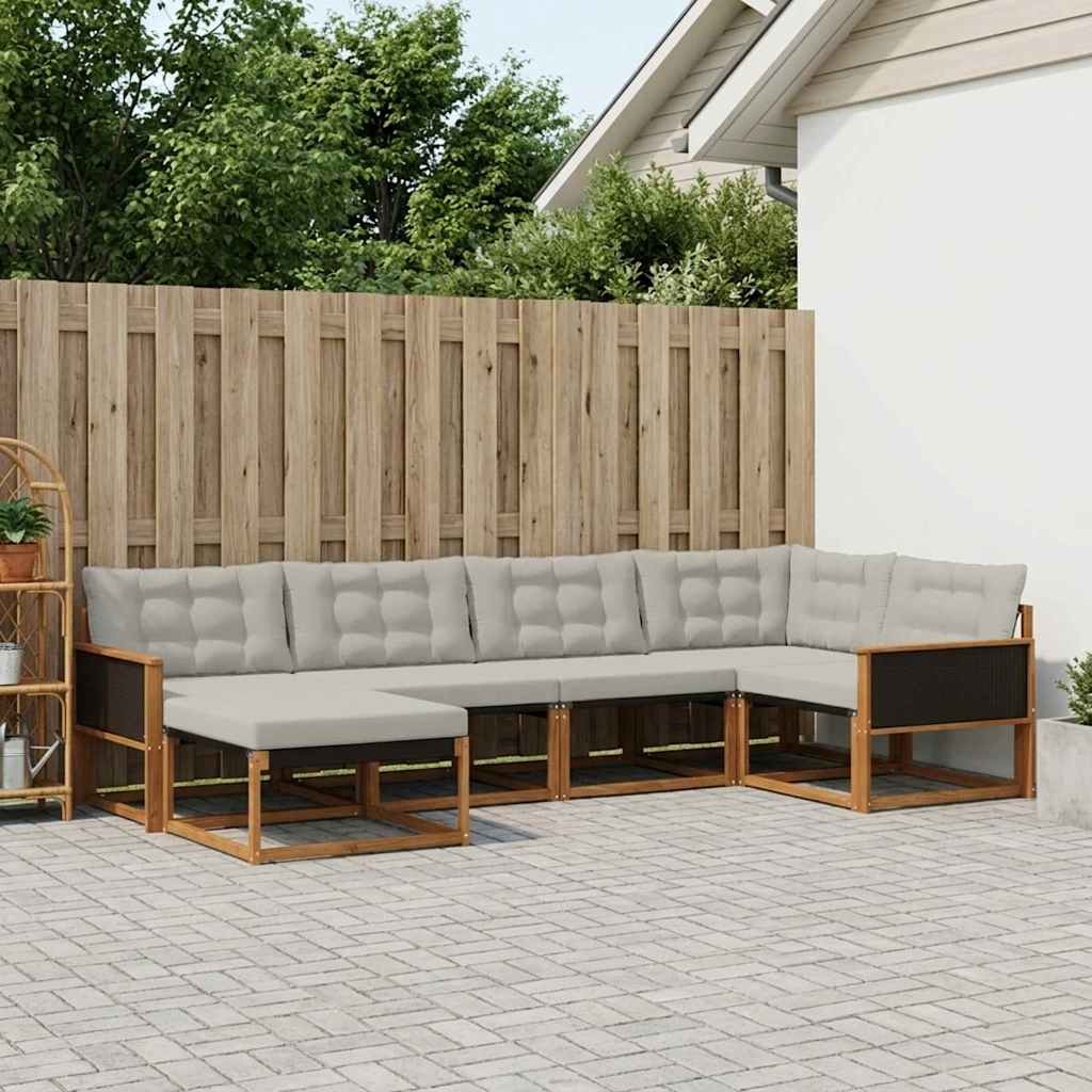 Set vanjskih sofa s jastukom 6 pcs Prirodna i svjetlosiva
