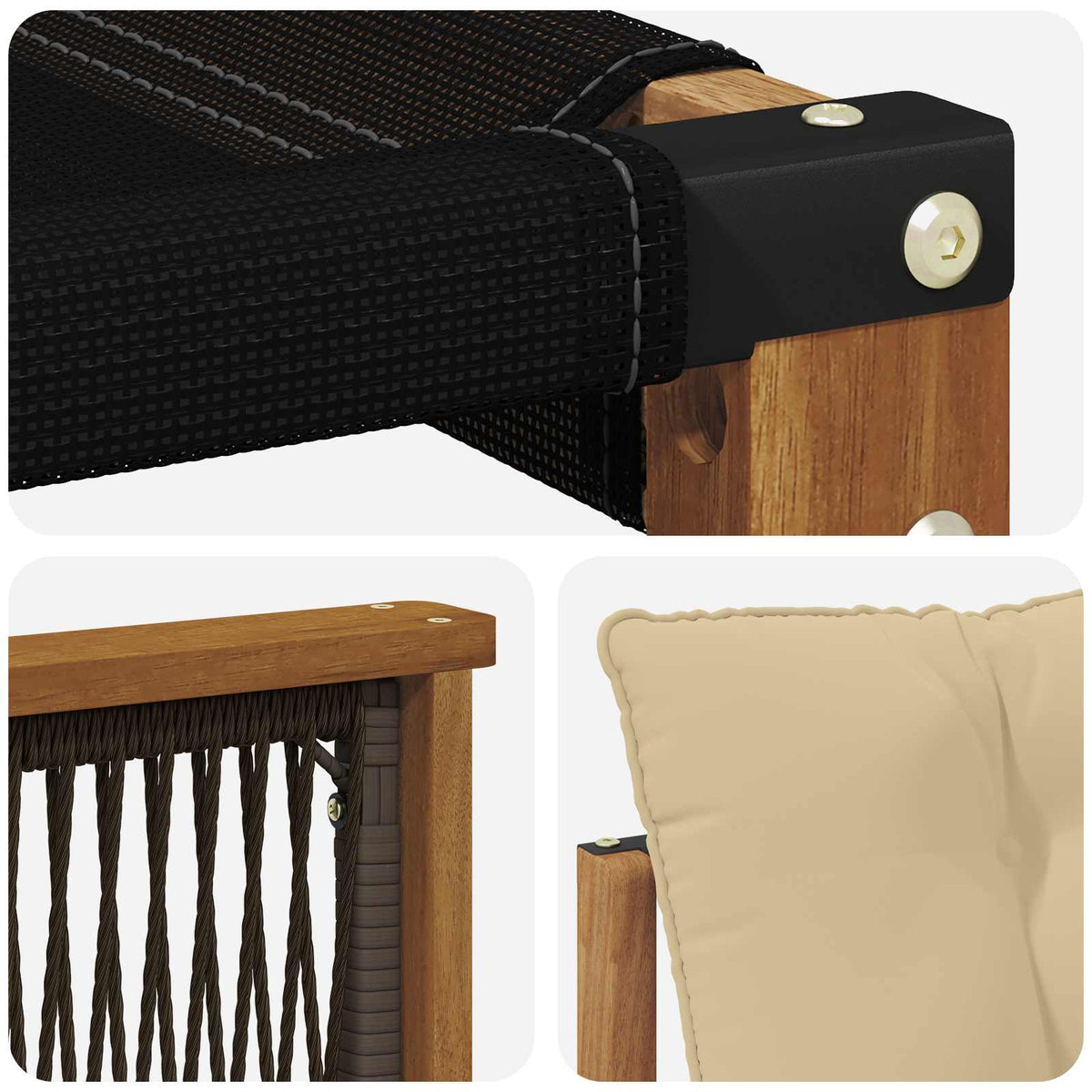 Set vanjskih sofa 6 kom. Prirodna i bež Čvrsto drvo akacije