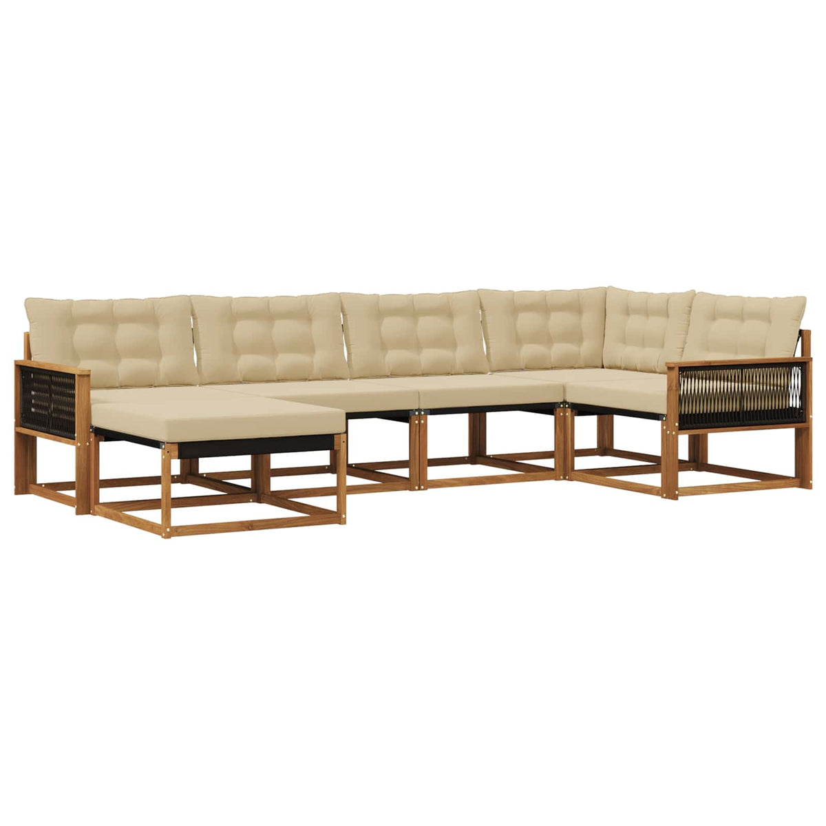 Set vanjskih sofa 6 kom. Prirodna i bež Čvrsto drvo akacije