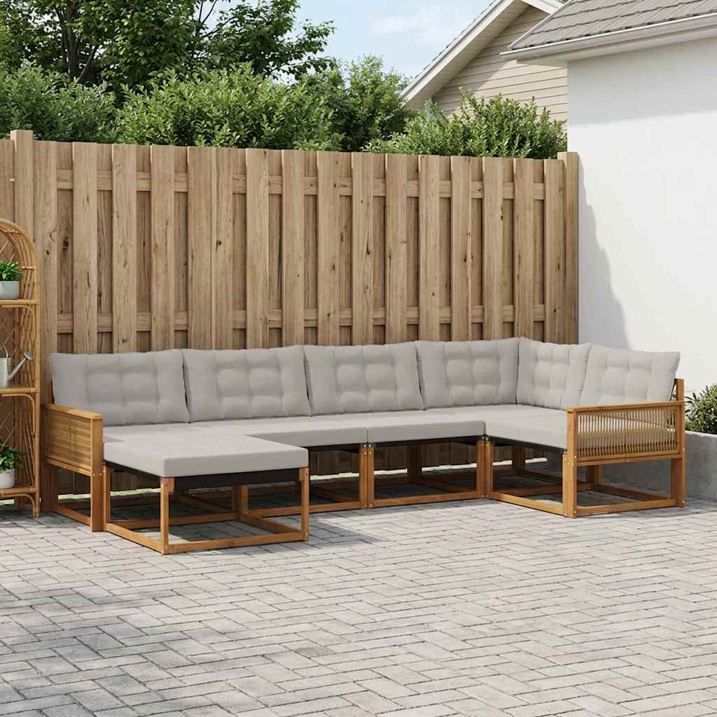 Set vanjskih sofa 6 kom. Prirodna i svjetlosiva