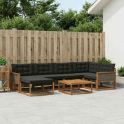 Set vanjskih sofa 7 pcs Prirodna i crna Čvrsto drvo akacije
