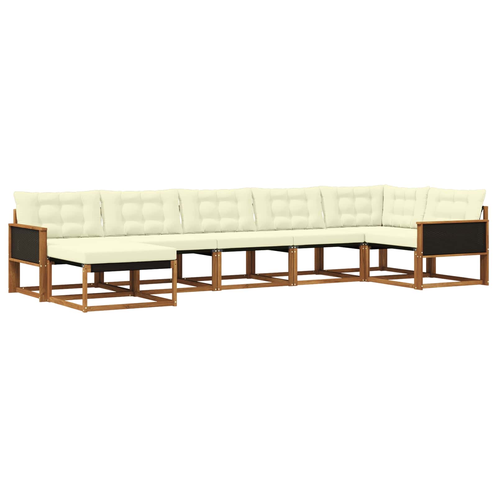 Set vanjskih sofa 7 kom. Prirodna i krem Čvrsto drvo akacije