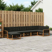 Set vanjskih sofa 7 kom. Prirodna i crna Čvrsto drvo akacije