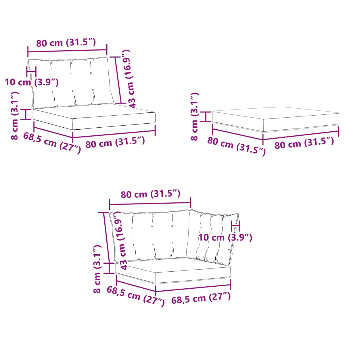 Set vanjskih sofa 7 kom. Prirodna i crna Čvrsto drvo akacije