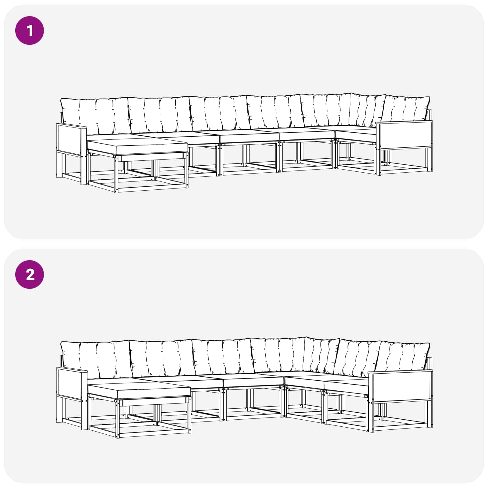 Set vanjskih sofa 7 kom. Prirodna i crna Čvrsto drvo akacije