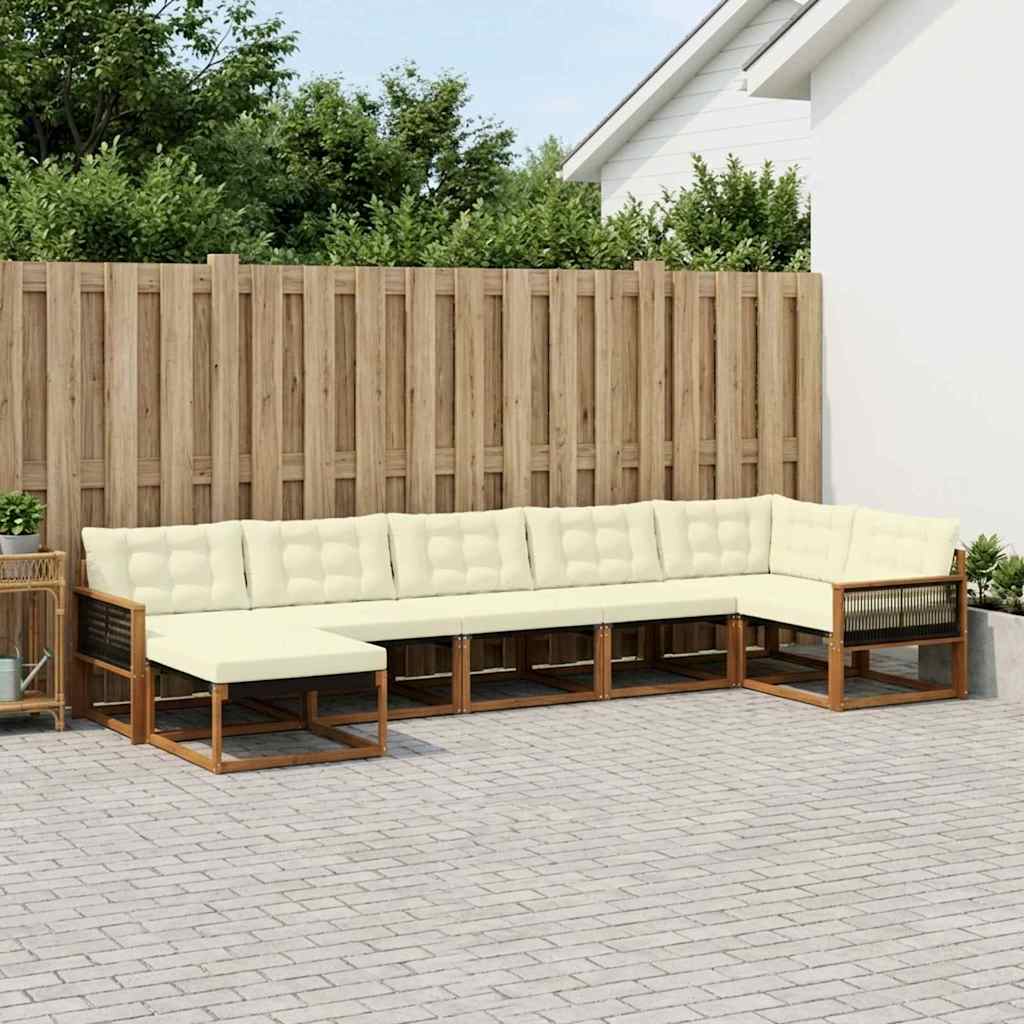 Set vanjskih sofa 7 kom. Prirodna i krem Čvrsto drvo akacije
