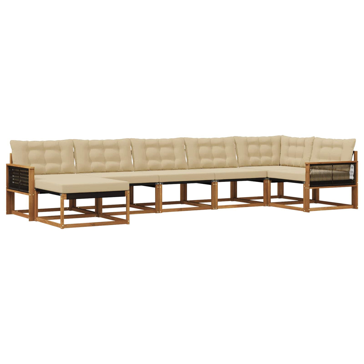 Set vanjskih sofa 7 kom. Prirodna i bež Čvrsto drvo akacije