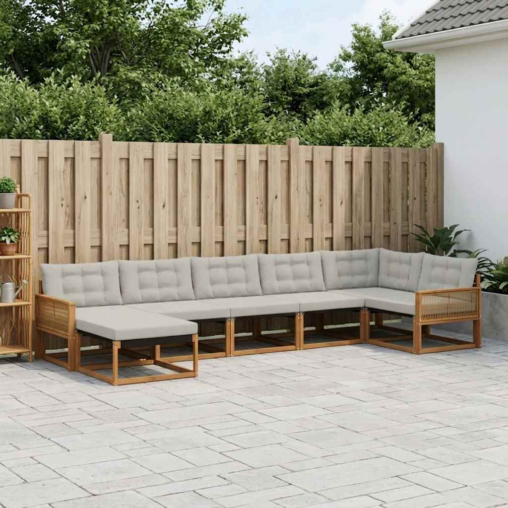 Set vanjskih sofa 7 kom. Prirodna i svjetlosiva