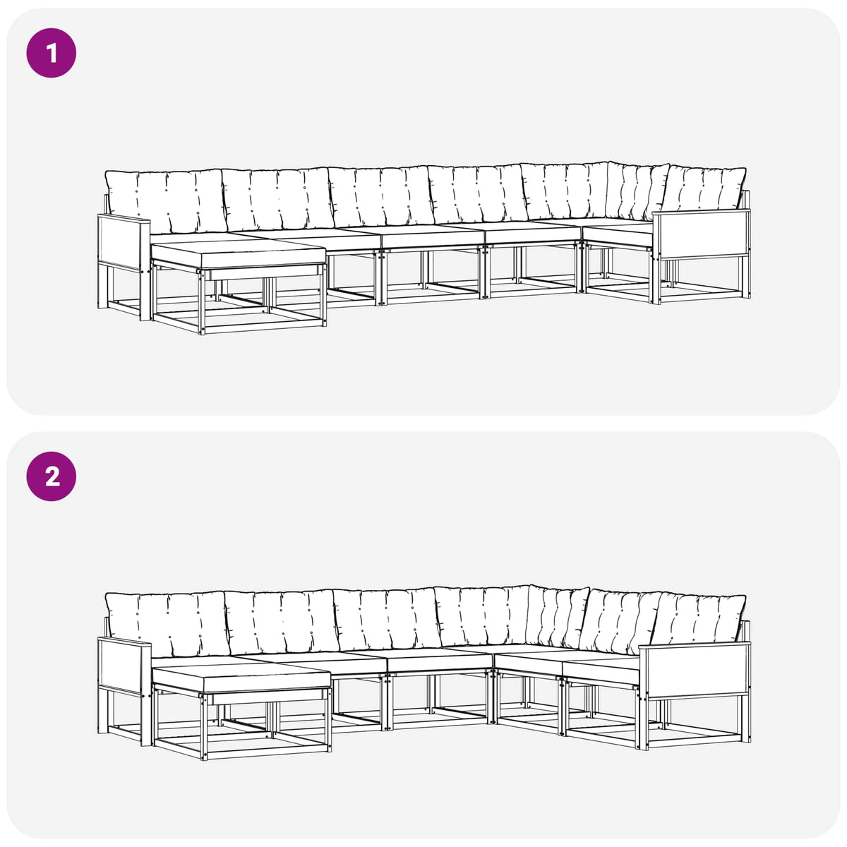 Set vanjskih sofa 7 kom. Prirodna i crna Čvrsto drvo akacije