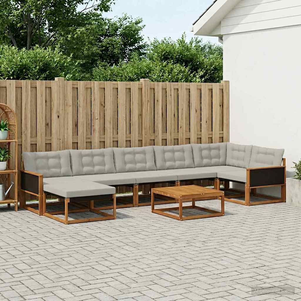 Set vanjskih sofa 8 kom. Prirodna i svjetlosiva Poliester