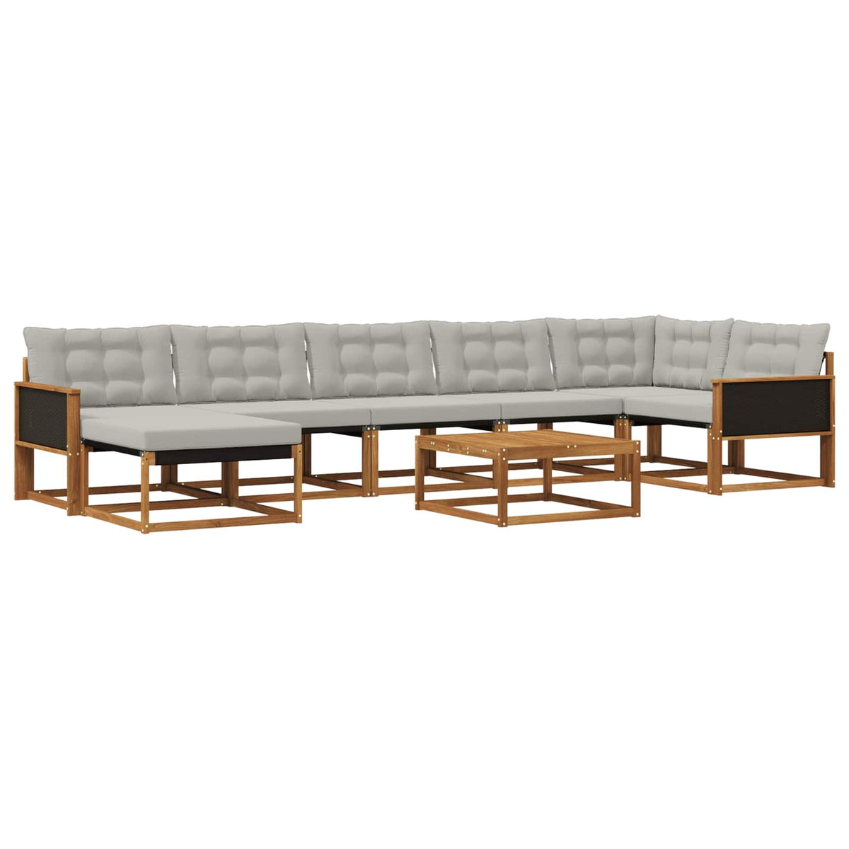 Set vanjskih sofa 8 kom. Prirodna i svjetlosiva Poliester