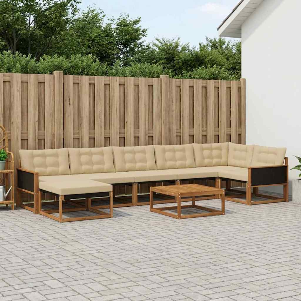 Set vanjskih sofa 8 pcs Prirodna i bež Čvrsto drvo akacije