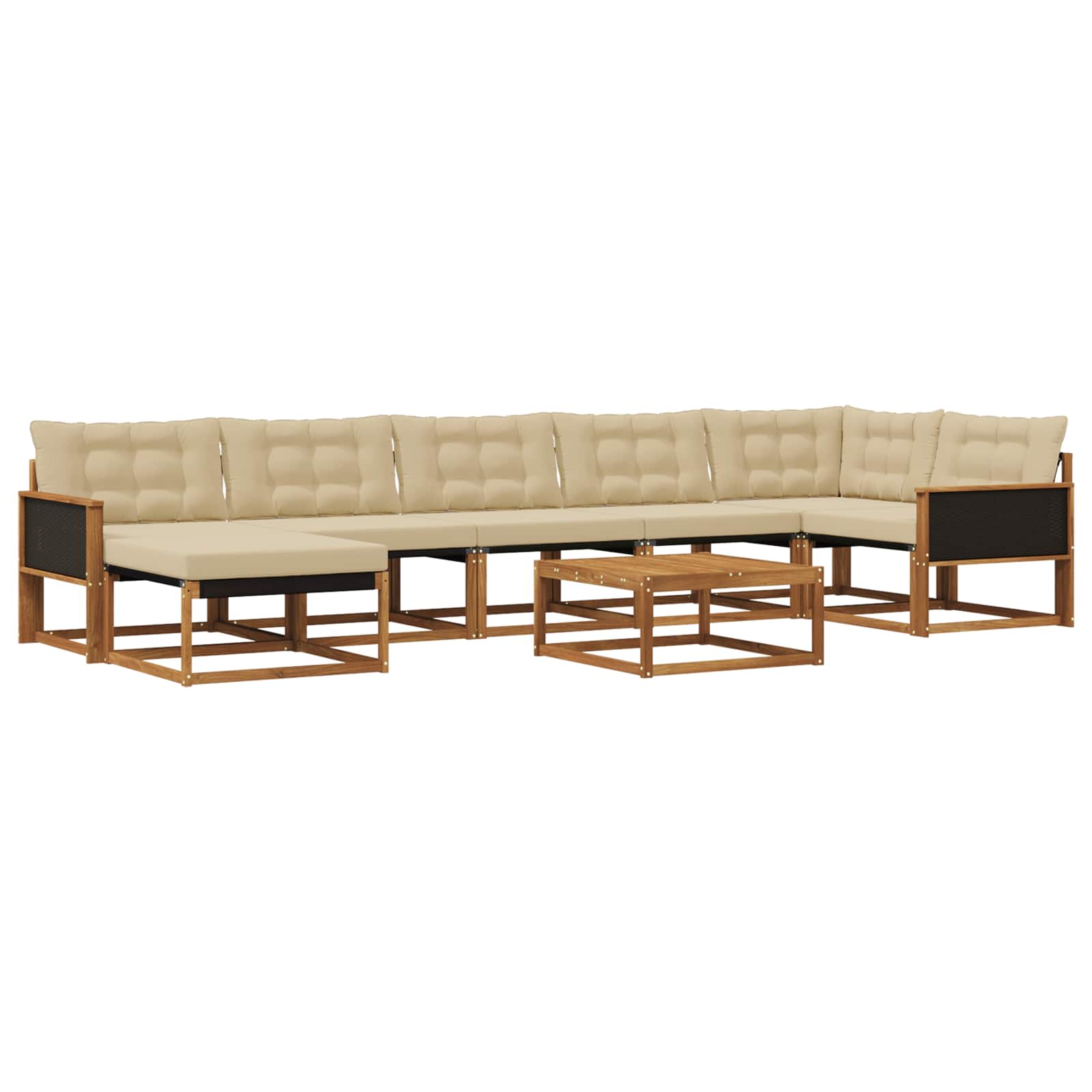 Set vanjskih sofa 8 pcs Prirodna i bež Čvrsto drvo akacije