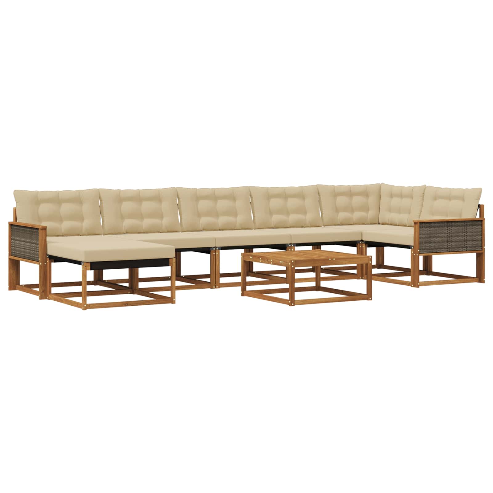 Set vanjskih sofa 8 pcs Prirodna i bež Čvrsto drvo akacije