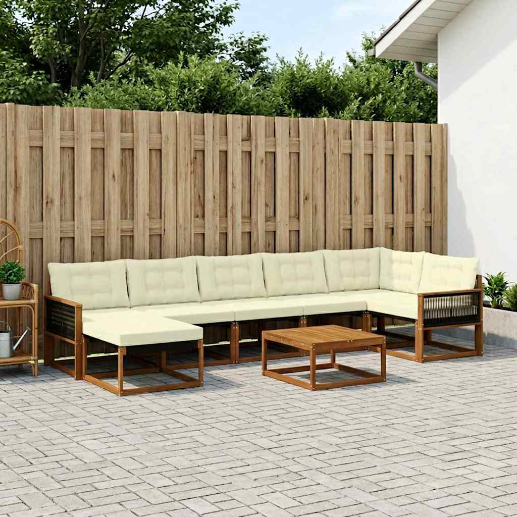 Set vanjskih sofa 8 kom. Prirodna i krem Poliester