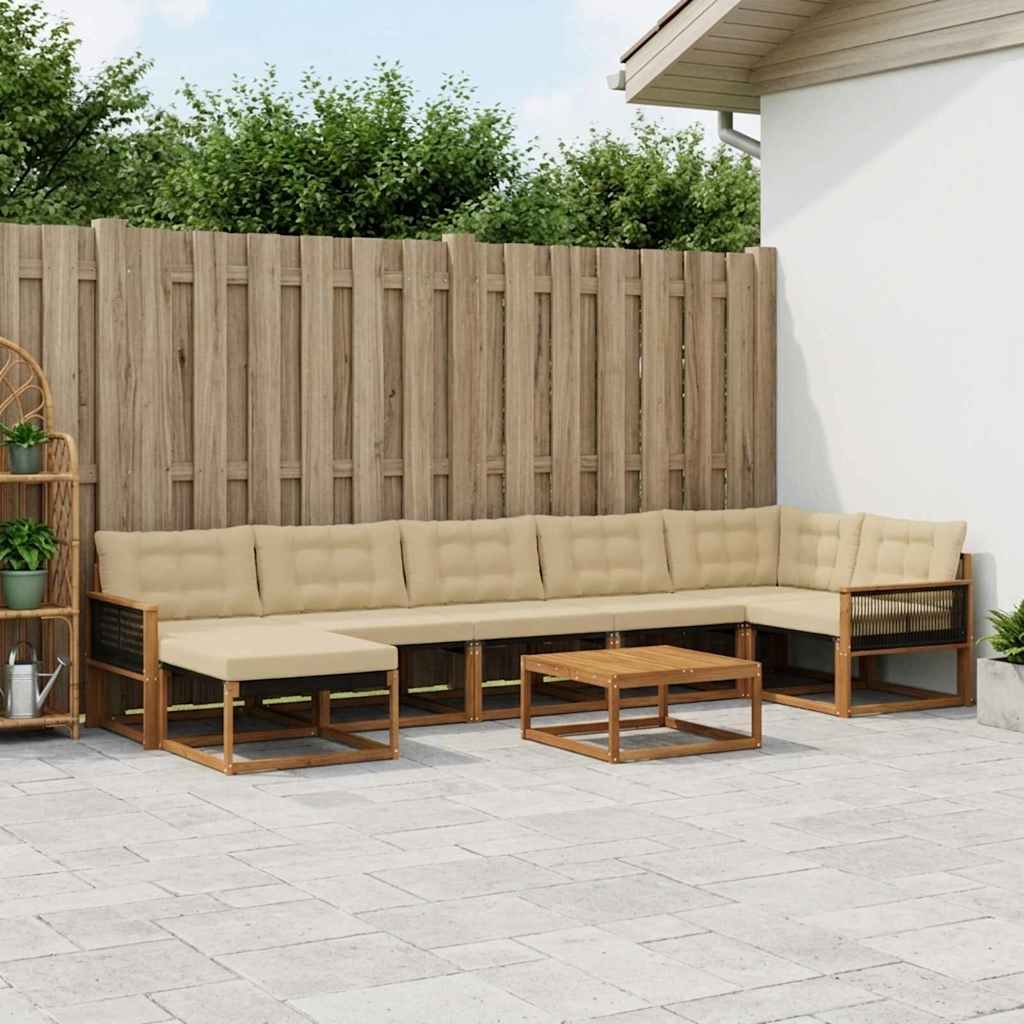 Set vanjskih sofa 8 kom. Prirodna i bež Poliester