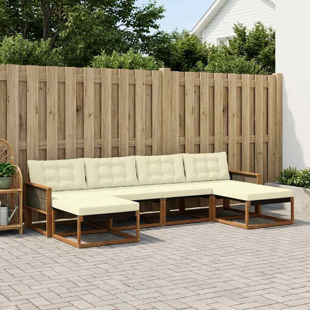 Set vanjskih sofa 6 kom. Prirodna i krem