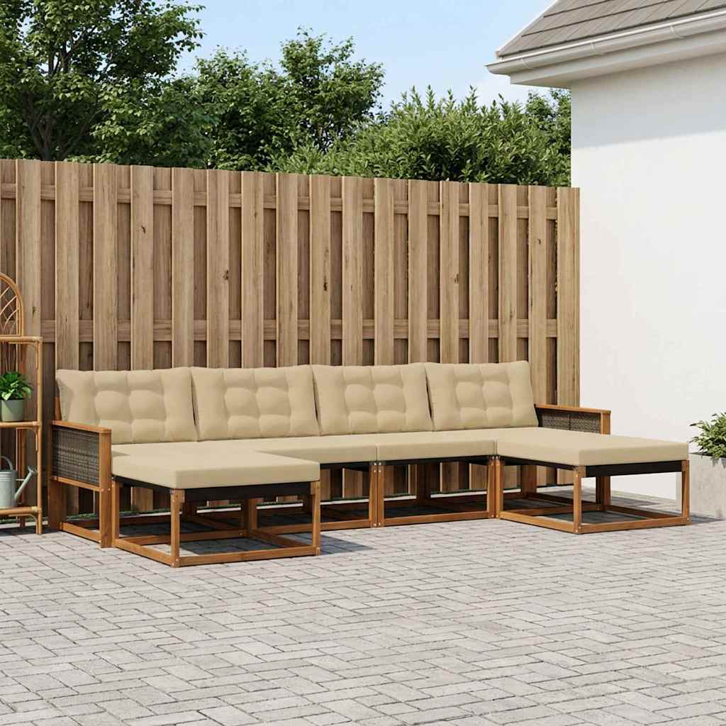 Set vanjskih sofa 6 kom. Prirodna i bež