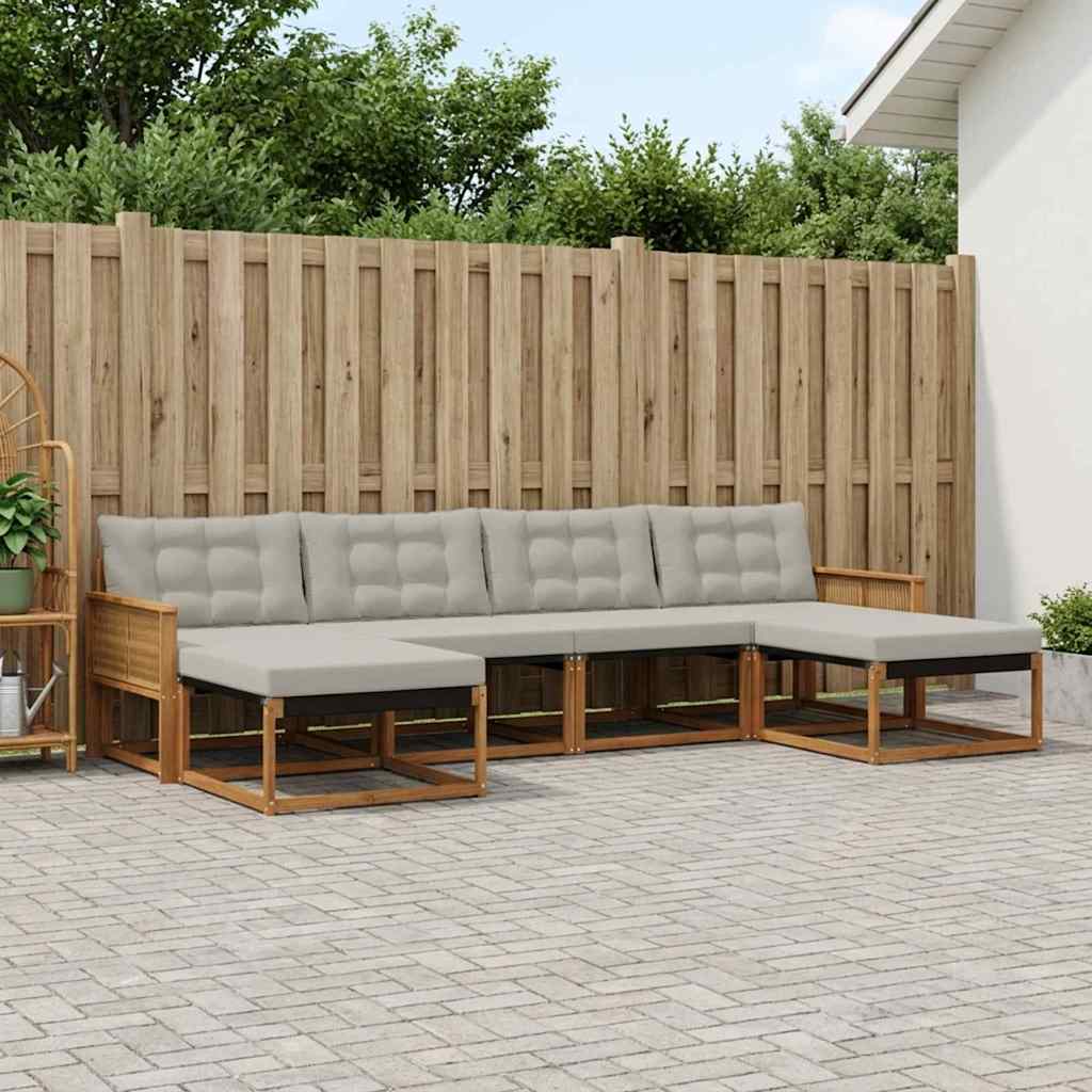 Set vanjskih sofa 6 kom. Prirodna i svjetlosiva
